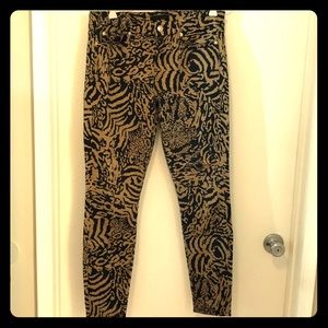 Navy & Gold print cotton pants/ jeans